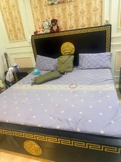 Wooden complete black bed set. contact: 0309 4019334