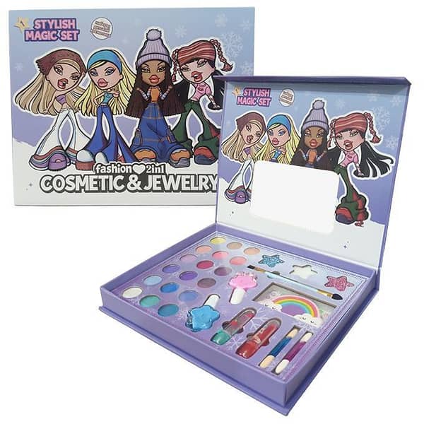 Girls 2-in-1 Cosmetic and Jewelry Makeup Kit Set for Kids