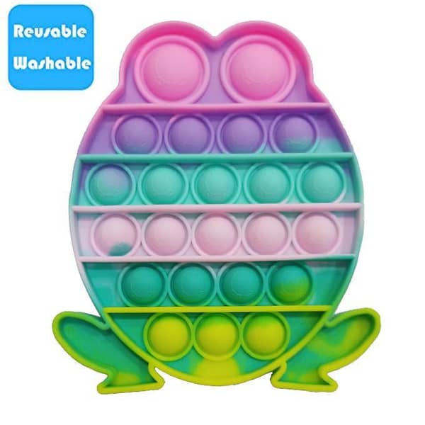 Rainbow Frog Push Pop Bubble Fidget Spinner - 6 inches Silicone Toy
