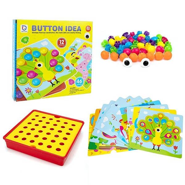 Button Idea Educational Toys 12 Pictures & 46 Button Genius Art Buttons - Color Matching for Early Learning
