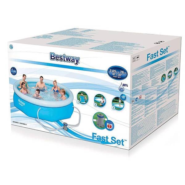 Bestway 57270 10 ft Round Inflatable Pool for Kids with Filter Pump