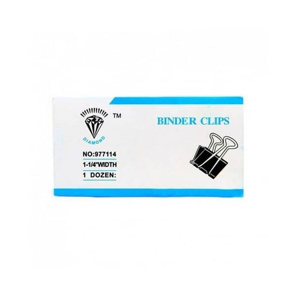 Diamond 1-5/8 Inch Width 41mm Binder Clips - Pack of 12