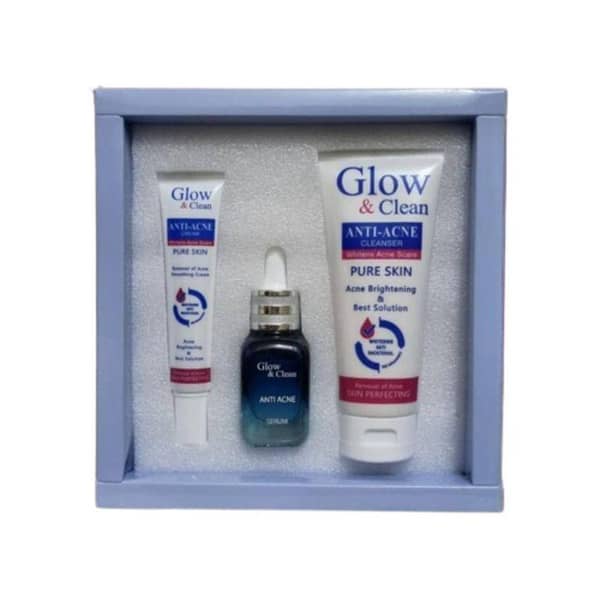 3-in-1 Glow and Clean Anti-Acne Pack: Cream, Serum, and Cleanser for Acne Treatment