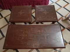 pure shesham wood 3 pc table set