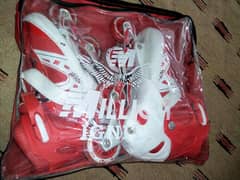skates shoes red and white color