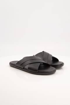 Black camel crossover slippers ,Brown