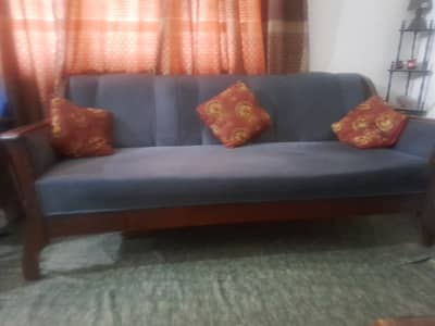 Almost New Blue Modern Sofas Fully Wooden And Comfartable For Sitting