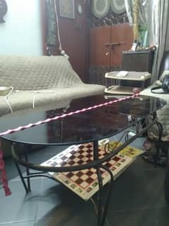 Glass Center Table + 2 Sofa Seats