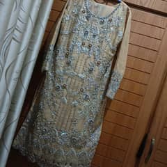 Soft net shirt with silk trouser and soft net dupatta