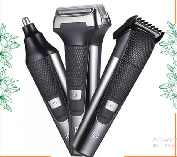 3-in-1 LCD Rechargeable Shaver by 9057 - Multifunctional Trimmer for Men, Includes Hair Clipper, Nose & Ear Trimmer, Cordless with LED Display