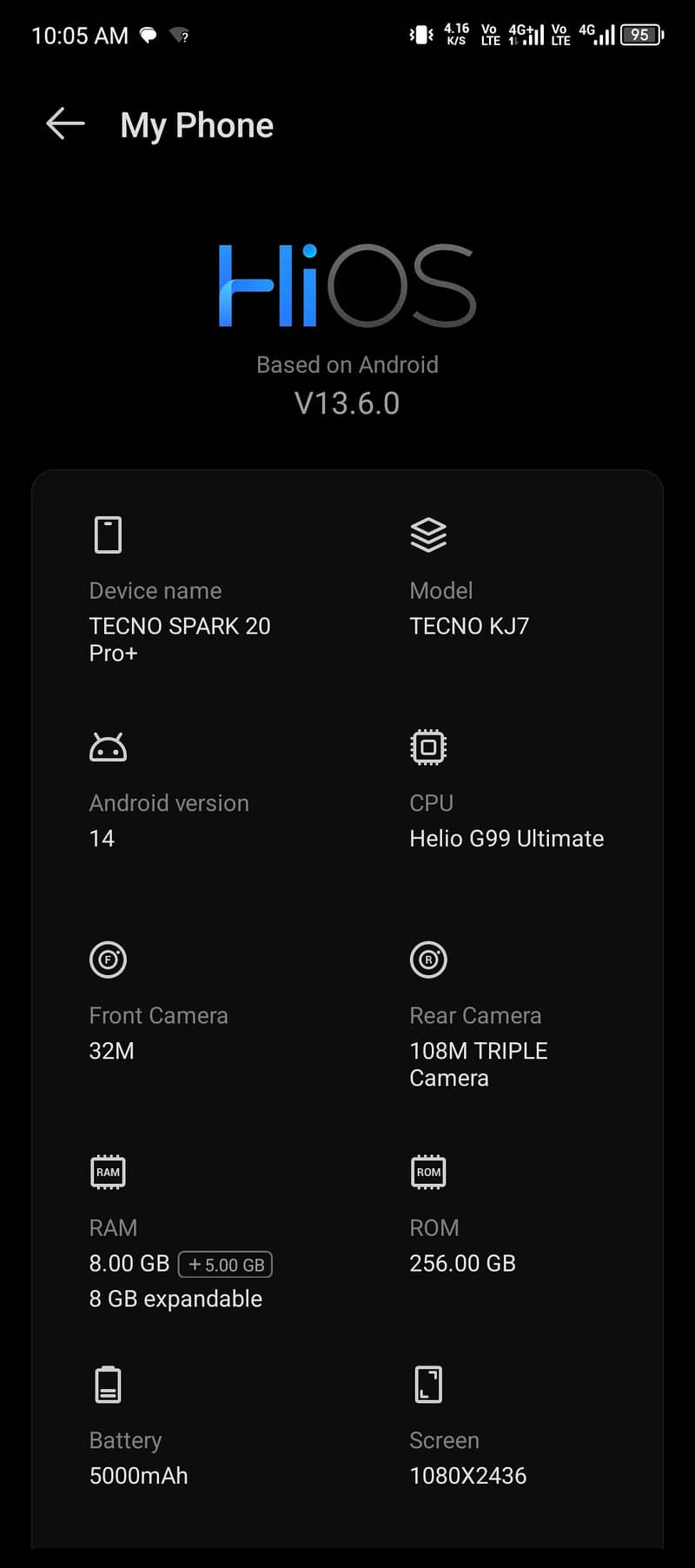 TECNO SPARK 20 PRO PLUS edge display complete box with 10/10 condition 5