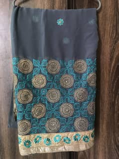 Saree in chiffon stuff heavily embroidered with lace work