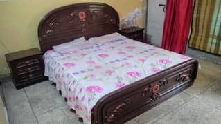 PURE WOOD DYAAR king Bed Set Side Tables and Dressing Strong Heavy w