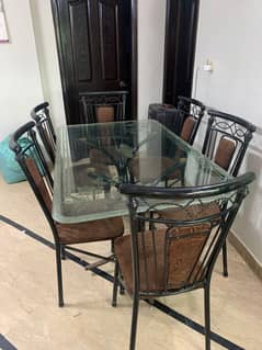 Glass Dining Table Set - 6 Chairs - TV Table - Wooden Cabinet