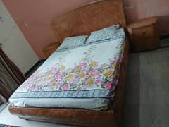 Bed set with side Tables and used spring mattress