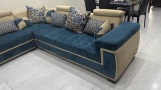 Beautiful Sofa L Shaped. Couch with cushions.