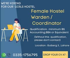 Female Hostel warden Job - Female Jobs