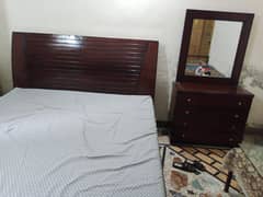 Wooden Bed  Side tables And Dressing Table without mattress