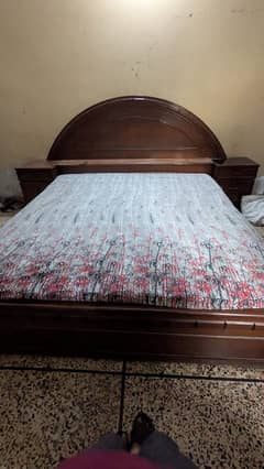King size bed with mattress and side tables available for sale