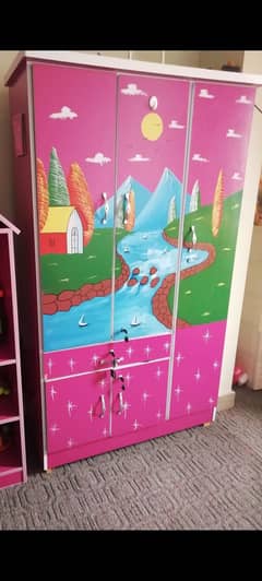 kids cupboard in pink colour, 10/10 condition