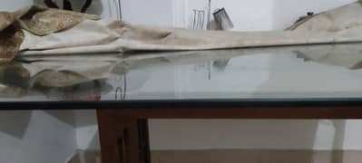 Chinoti Wood Stand 9mm Glass 8 Seater Dining Table
