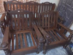 5 seater wooden sofa without cushion, repairable.