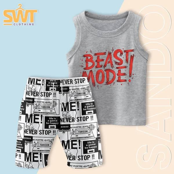 Kids Summer Sleeveless Sando and Shorts Set (2 Pieces)