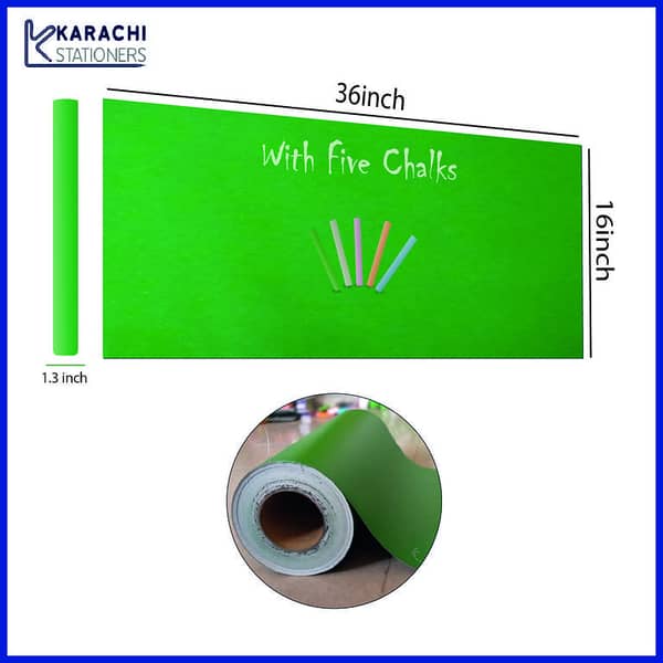 Greenboard Vinyl Sticker Chalkboard for Kids - Matte Adhesive Wall Decal with 5 Bonus Chalks, Easy Peel & Stick