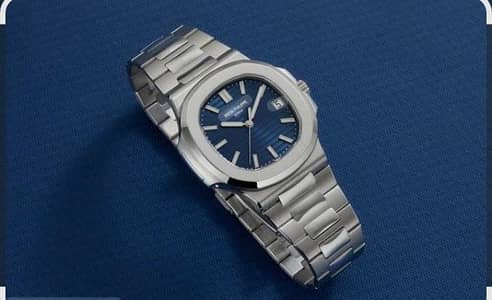 patek philippe watch  premeim quality blue dial stainless steel chain