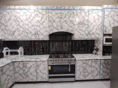 upvc kitchen,cabinets,carpet vinyl,wall picture,study room,marble shee