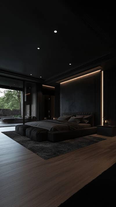 bedroom wall,dressing table,wall niches,wallpaper,roller blind,ceiling