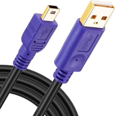 Mini USB 2.0 Type A to Mini B Male Cable. (6 Meter. . Gold Plated)