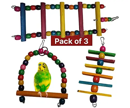 Parrot Bird toys wooden stand perches cage everything — photo 6