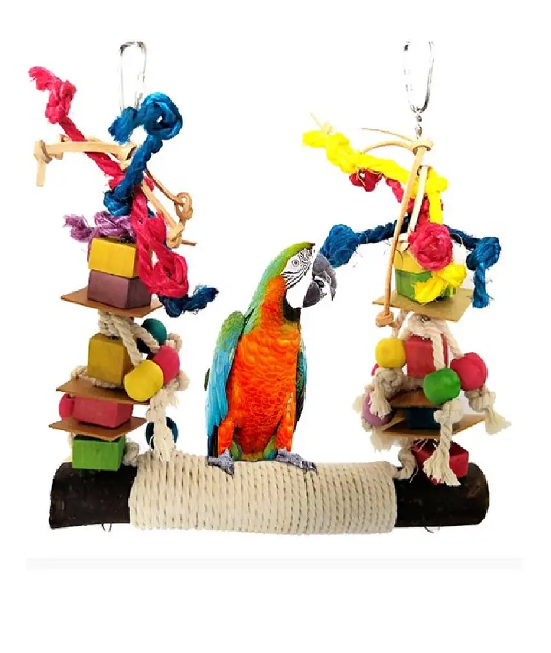 Parrot Bird toys wooden stand perches cage everything — photo 7