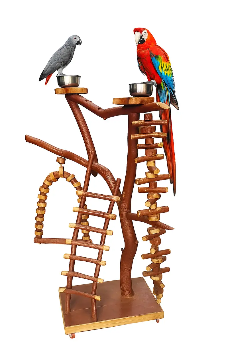 Parrot Bird toys wooden stand perches cage everything