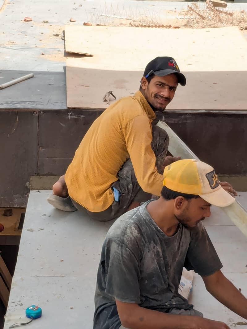 Construction work  Interior tile marble block masonry all work 11