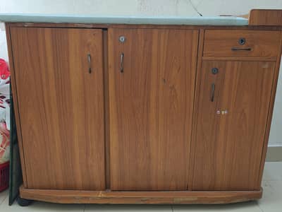 Istri stand wooden ironing table / Ironing board and storage unit