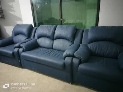 leather sofa set  neavy Blue