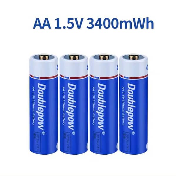Rechargeable AA Lithium-ion Batteries 3400mWh – 4 Pc's | Built-in USB Charging Port | High Capacity Long Life Cells