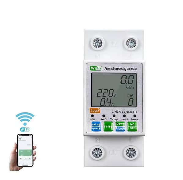 Smart Voltage Protector , Tuya ,Wi-Fi, Energy Meter, Kwh Metering, Over Under Voltage Protector, Timer 63A