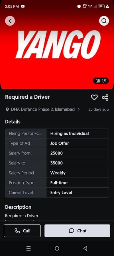 Required a Driver for Yango/Indrive