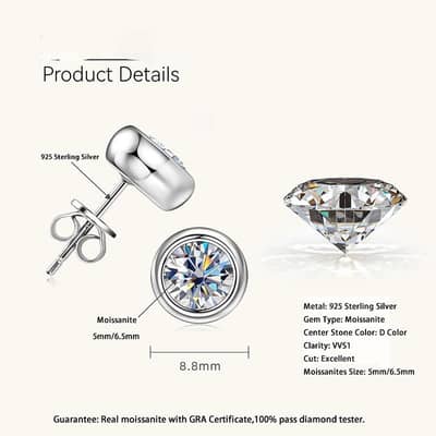 diamond alternate moissanite earstud certified gra