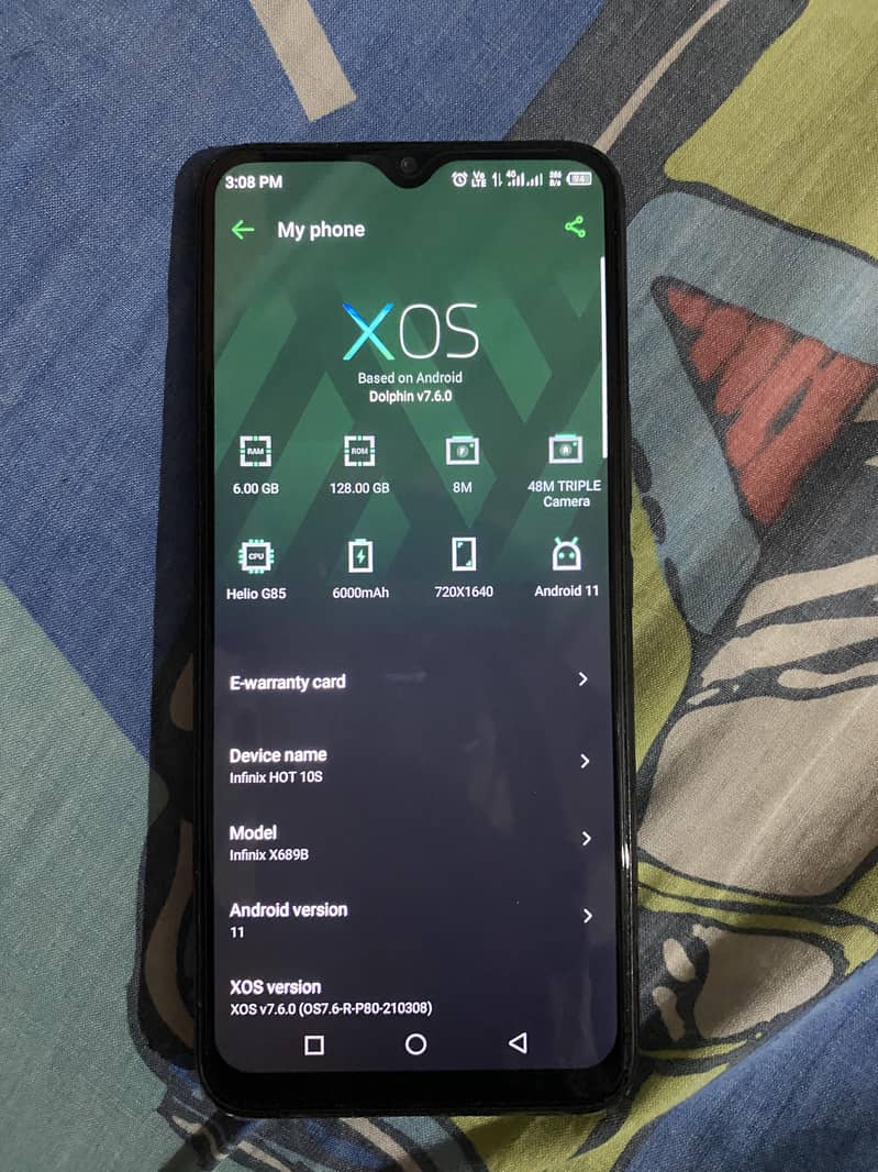Infinix Hot10S with box 6,128 memory 10/10 condition 03455119831 2