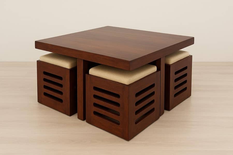 Coffee Table with 4 Stools 0