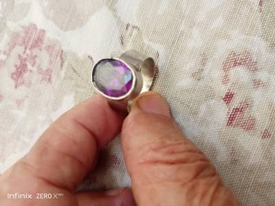 Gents silver ring with buitiful Zarqoon nugget. . .