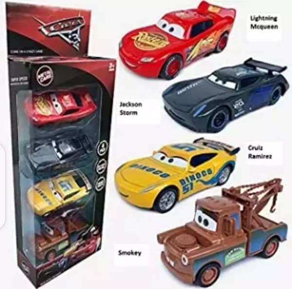 4-Piece Metal Cars Set Featuring Lightning McQueen for Kids