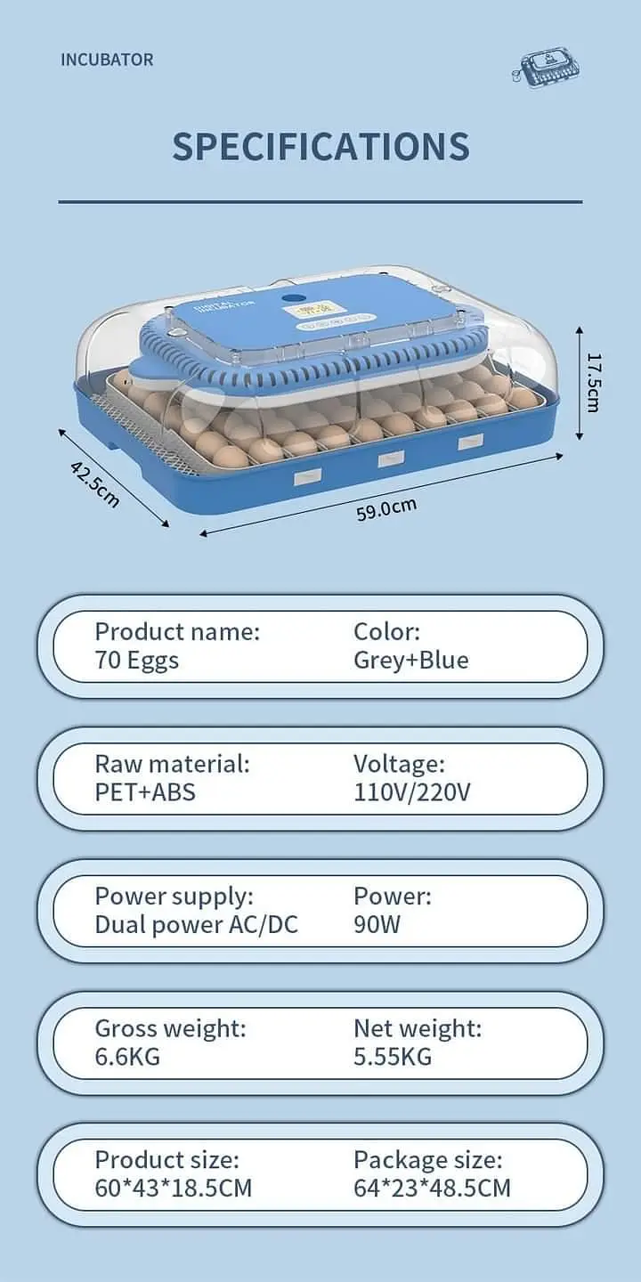 70 Eggs incubator | Hatching machine | automictic incubator | Brooder — photo 8