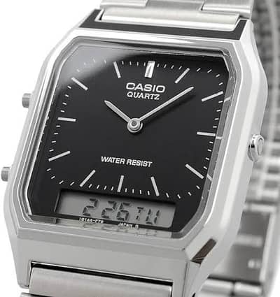 "Casio Quartz Premium Dual Display Stainless Steel Wristwatch