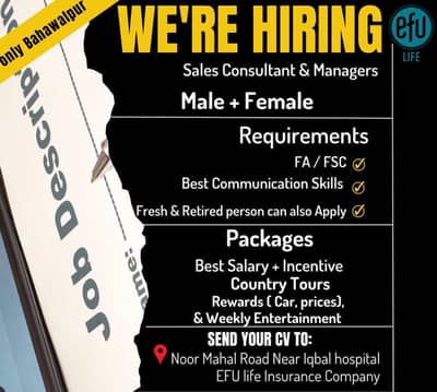 we are hiring sales manager male and female