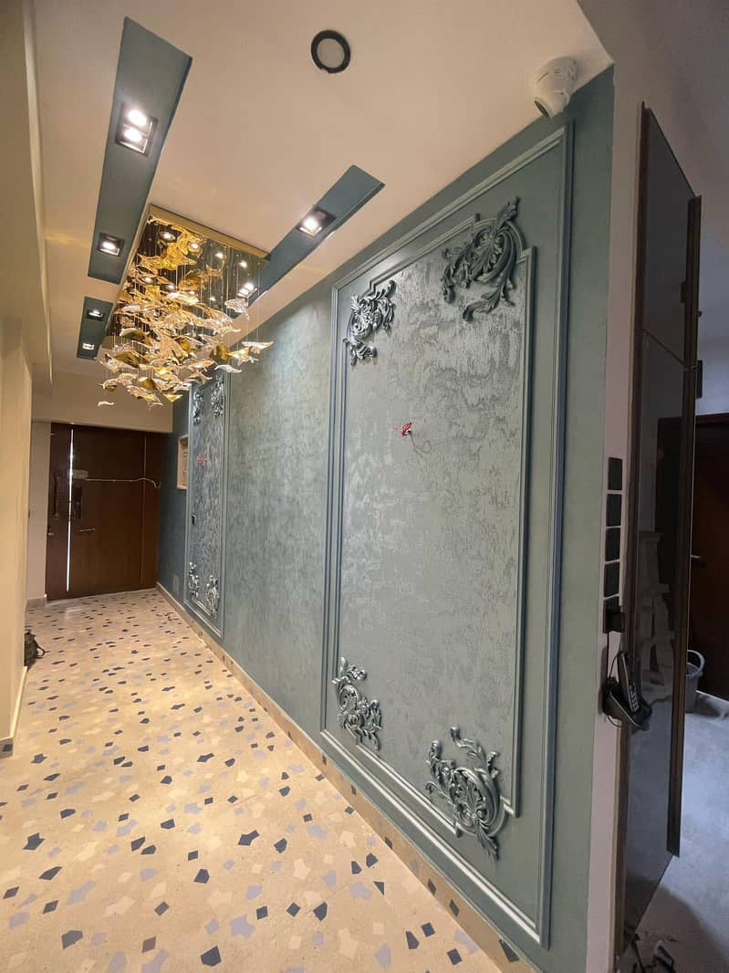 wardrobe design,wall panel,master wall,3d panel,febric wallpaper,bedro 3